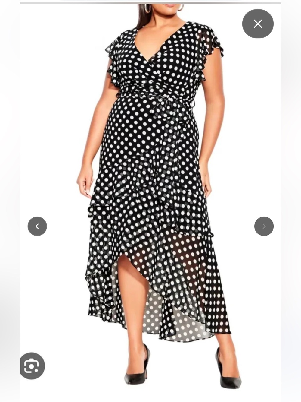 City Chic Plus Emilia Maxi Dress White/Black Polka Dot Like New Size L/20